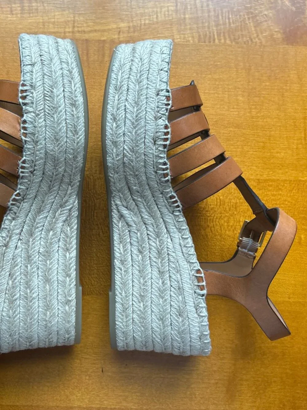 Tory Burch Leather Wedge Espadrilles